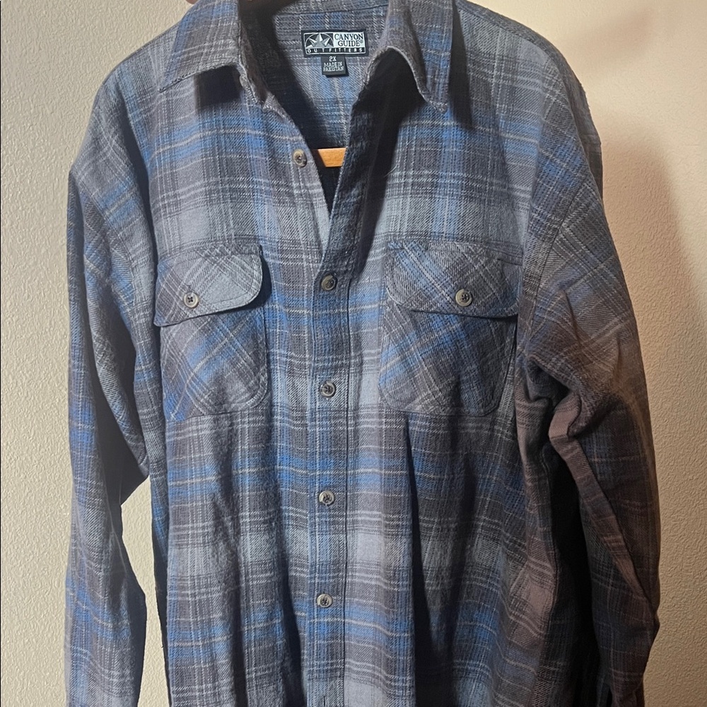 Men's Blue Plaid Casual Button Down Shirt
